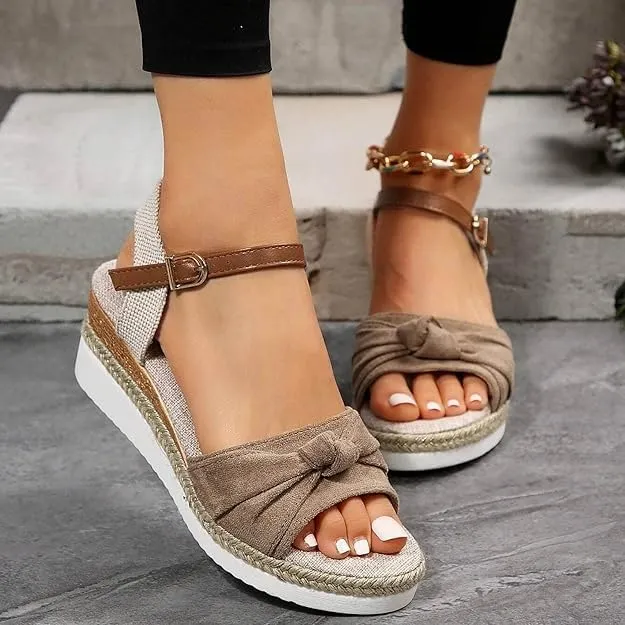 Wedge Sandals For Women Summer Dressy Flat,Ankle Strap Wedge Heels Espadrilles Open Toe Sandals,Orthopedic Sandals For Women,Summer Flat Wedge Heel Fish Mouth Casual Women'S Sandals
