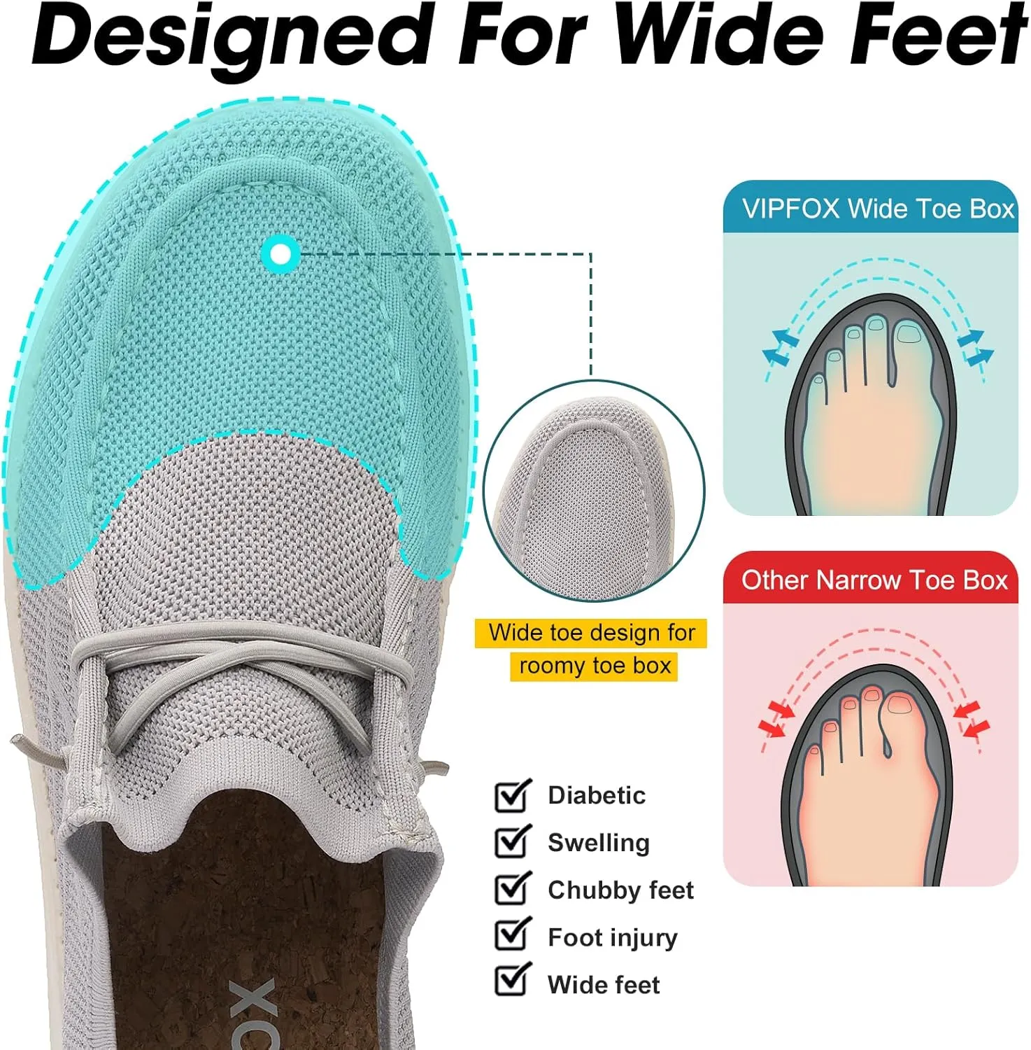 Wide Toe Box Shoes for Men Extra Wide Width Diabetic Shoes Men's Loafers & Slip-ons Arch Support Plantar Fasciitis Walking Loafers