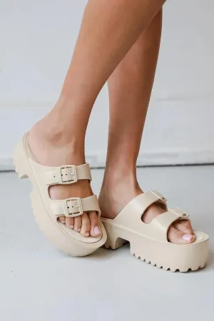 Wild Diva Women's Double Buckle Open Toe Platform Sandals Goody-03