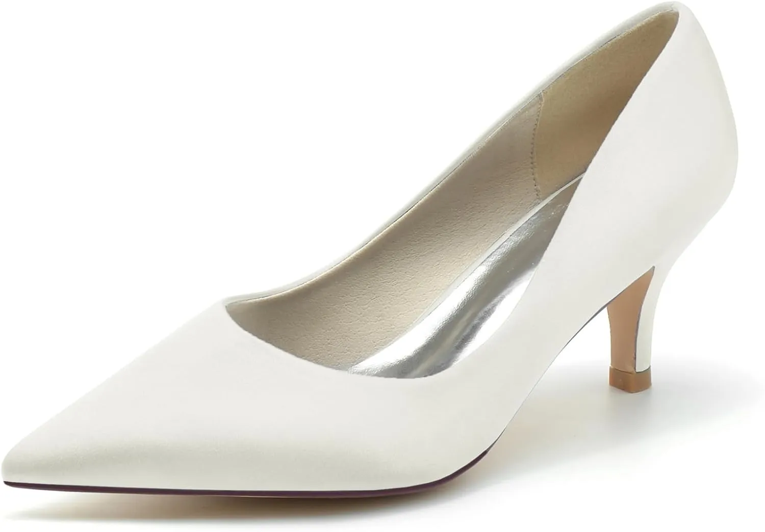 Women Low Heel Pumps Pointy Stiletto Heel Wedding Bridal Shoes Satin Prom Party Dress Pumps 6Cm