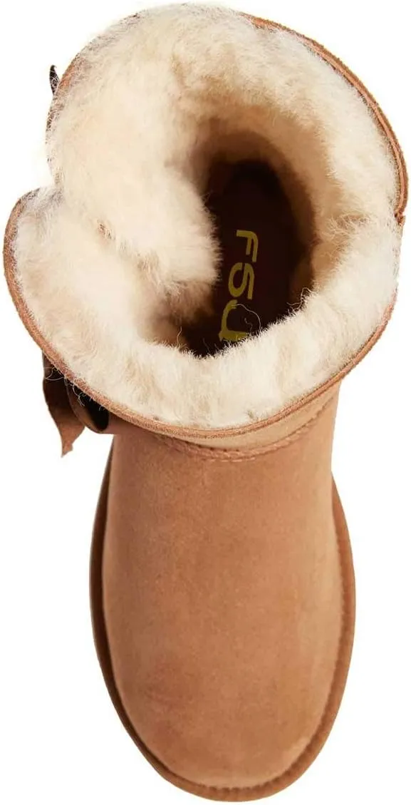 Women Mid Calf Snow Boots Warm Fur Winter Flats Booties Comfortable Casual Shoes Size 4-15 US