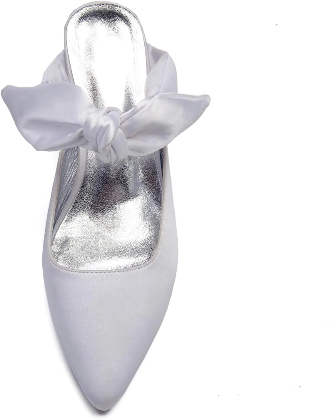 Women Pointed Toe Ribbon Tie Strap Sandals Mid Heel Satin Strappy Slip-on Party Wedding Slingback Evening Bridal Shoes