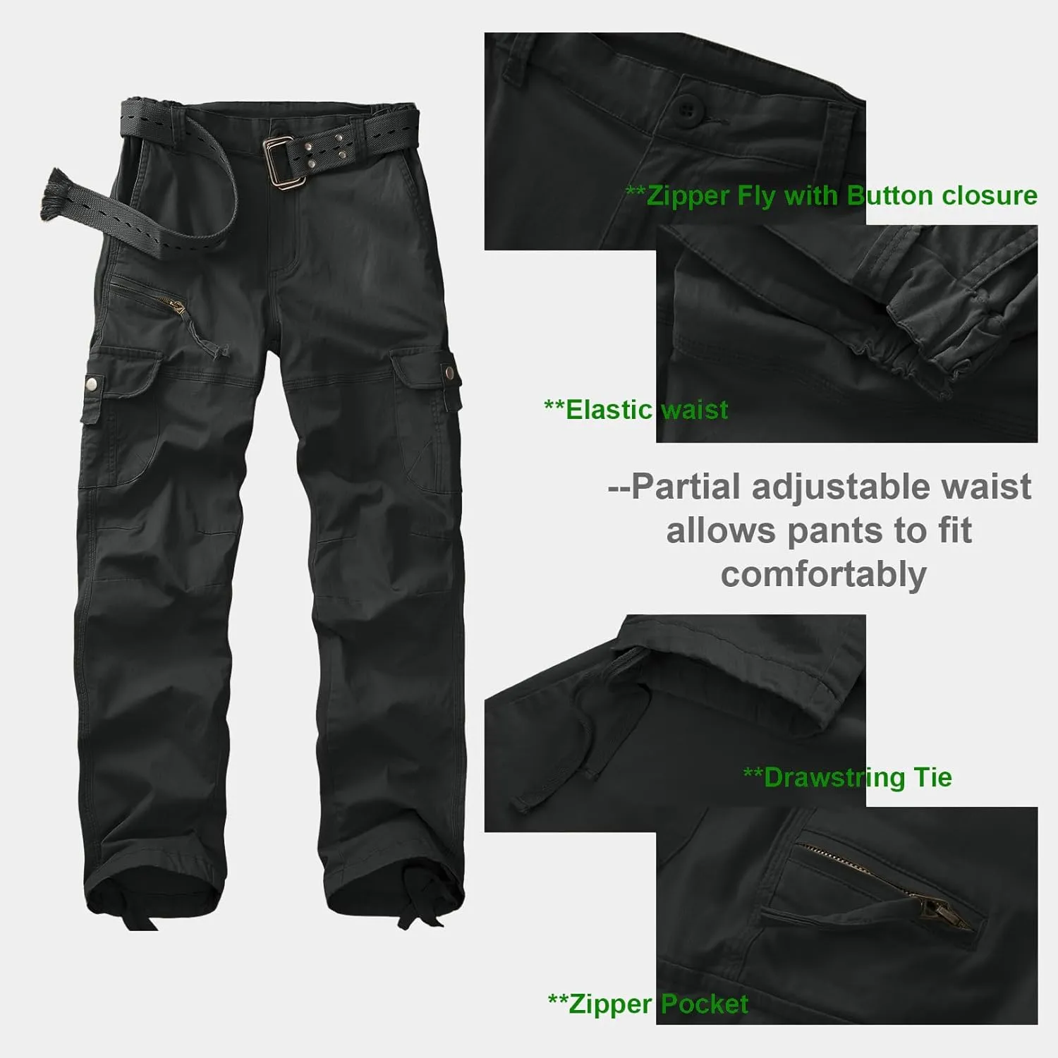 Women's Cargo Pants Casual Y2K Streetwear Cotton Summer Travel Work Hiking Pants with 7 Pockets Combat Tactical