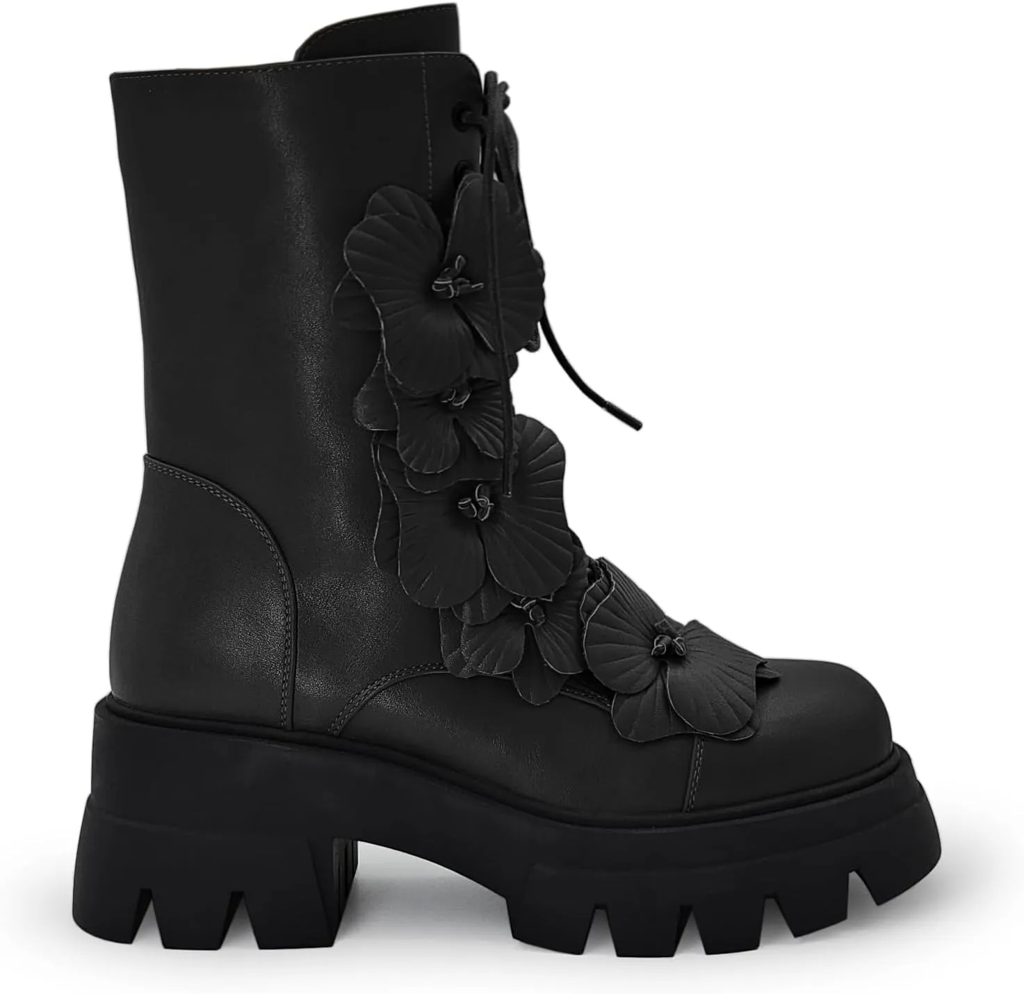 Women's Combat Boot Zebra Platform Ankle Adjustable Lace-Up Vamp Inside Zipper Fashion Party Boots
