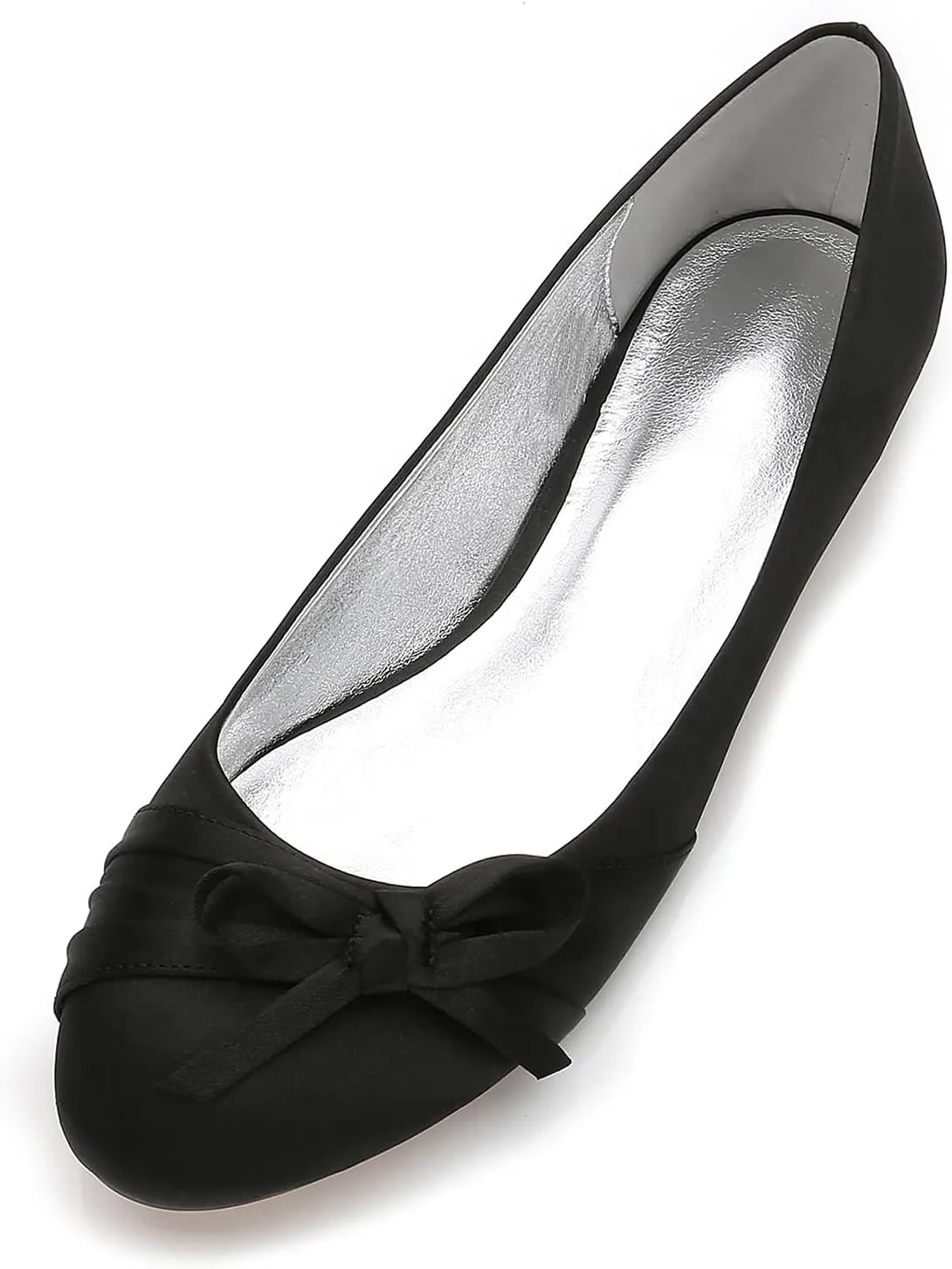 Womens Flat Bridal Slip on Shoes Closed Toe Bow Satin Bridal Bridesmaid Wedding Ballerina Pumps Shoes Sandals