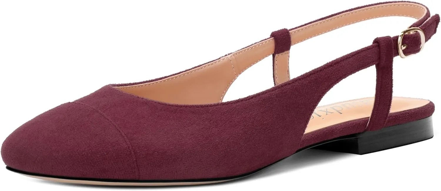 Women's Flats Round Toe Slingback Flats Shoes Comfortable Slip on Casual Ballet Flats for Women Dressy