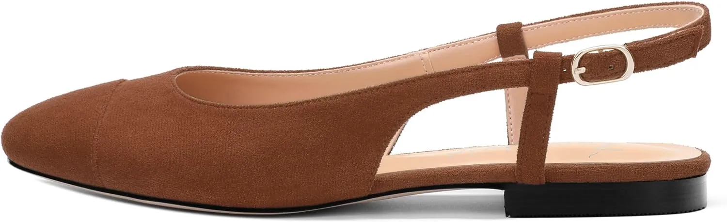 Women's Flats Round Toe Slingback Flats Shoes Comfortable Slip on Casual Ballet Flats for Women Dressy