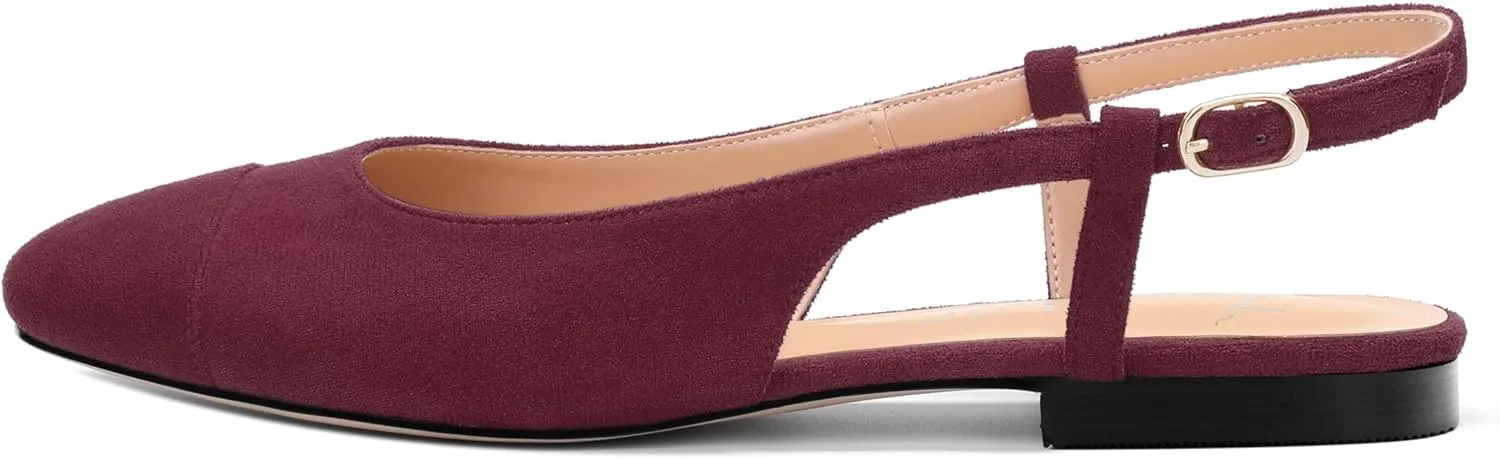 Women's Flats Round Toe Slingback Flats Shoes Comfortable Slip on Casual Ballet Flats for Women Dressy