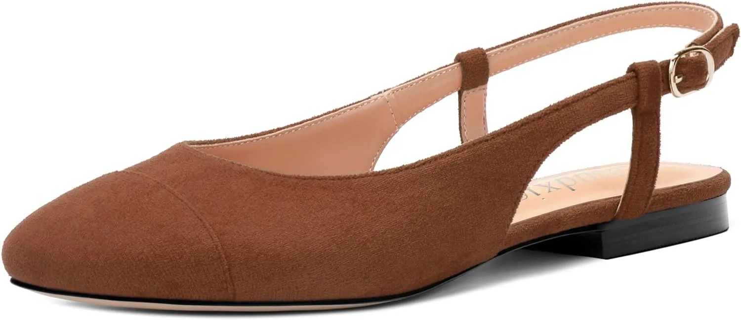 Women's Flats Round Toe Slingback Flats Shoes Comfortable Slip on Casual Ballet Flats for Women Dressy