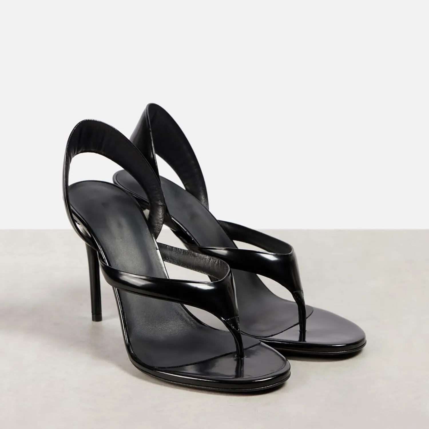 Women's Flip Flop High Heel Sandals Metallic Leather Stiletto High Heels Strappy Summer Dress Shoes For Ladies Wedding Party