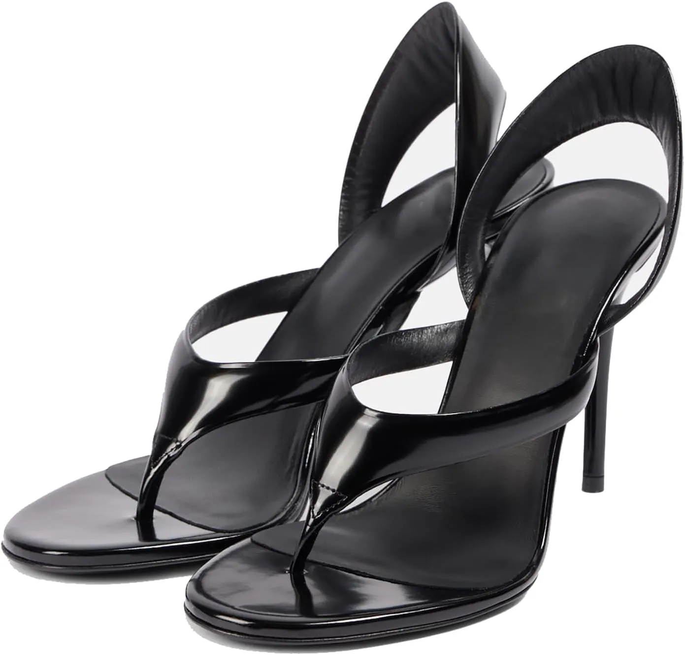 Women's Flip Flop High Heel Sandals Metallic Leather Stiletto High Heels Strappy Summer Dress Shoes For Ladies Wedding Party
