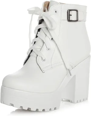 Women's Goth Platform Chunky Block High Heel Ankle Boots Lace Up Round Toe Buckle Punk Combat Motorcycle Boots