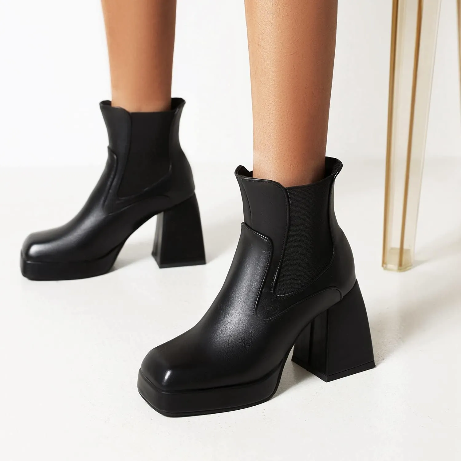 Women's Goth Platform Combat Boots, Gothic Chunky Heel Ankle Boots, Punk Fashion Booties