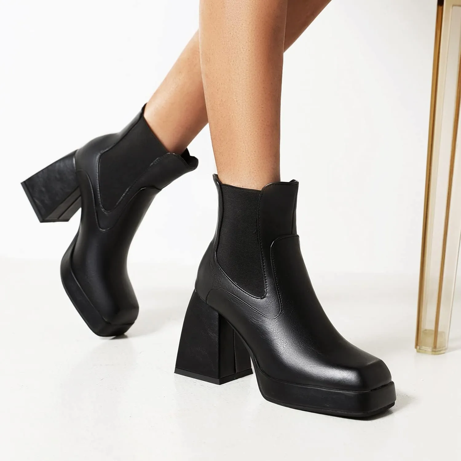 Women's Goth Platform Combat Boots, Gothic Chunky Heel Ankle Boots, Punk Fashion Booties