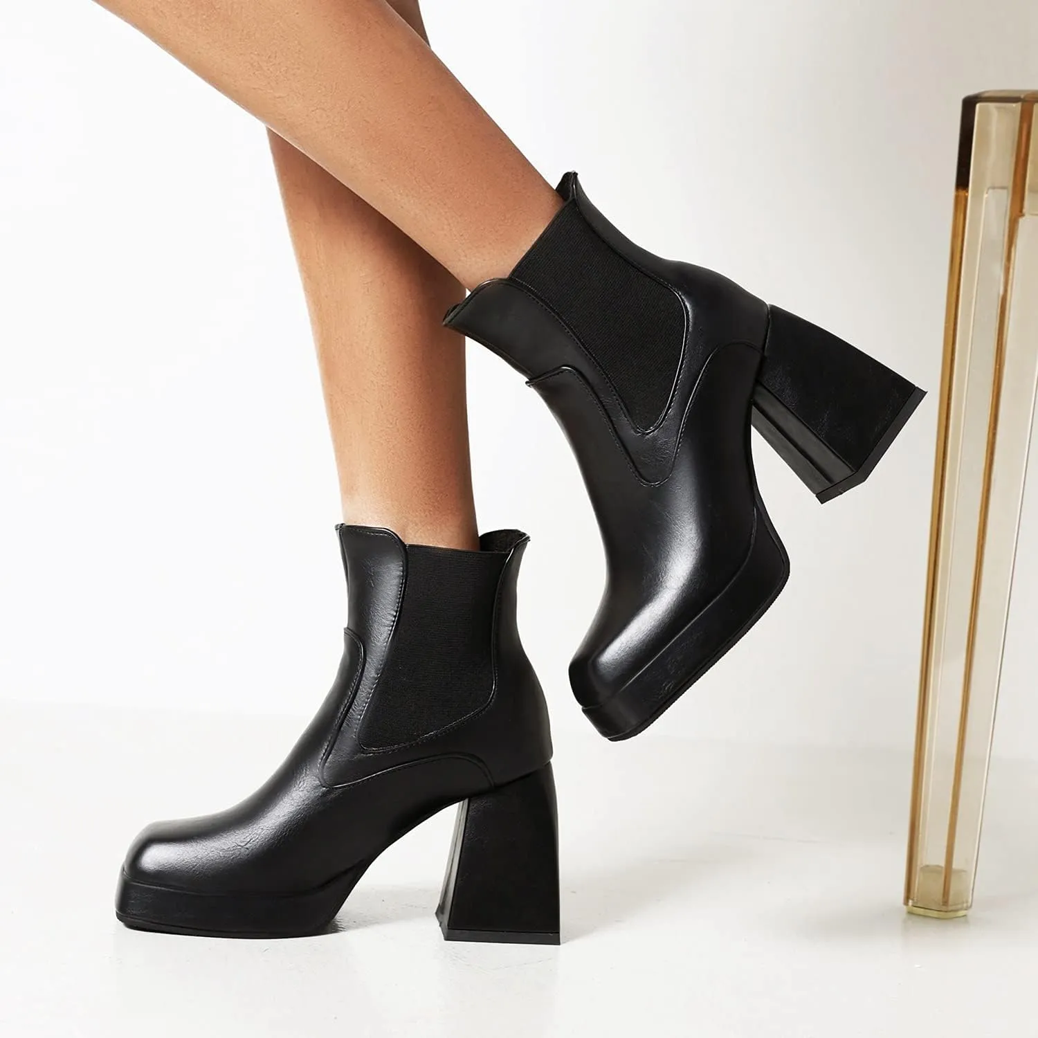 Women's Goth Platform Combat Boots, Gothic Chunky Heel Ankle Boots, Punk Fashion Booties