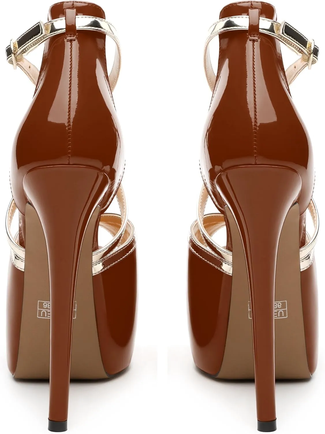 Womens Heeled Sandals, Round Open Toe Stiletto Heel Platform Sandals for Women, Buckle Fashion Adjustable Ankle Strap Party Dress Wedding High Heel Sandals