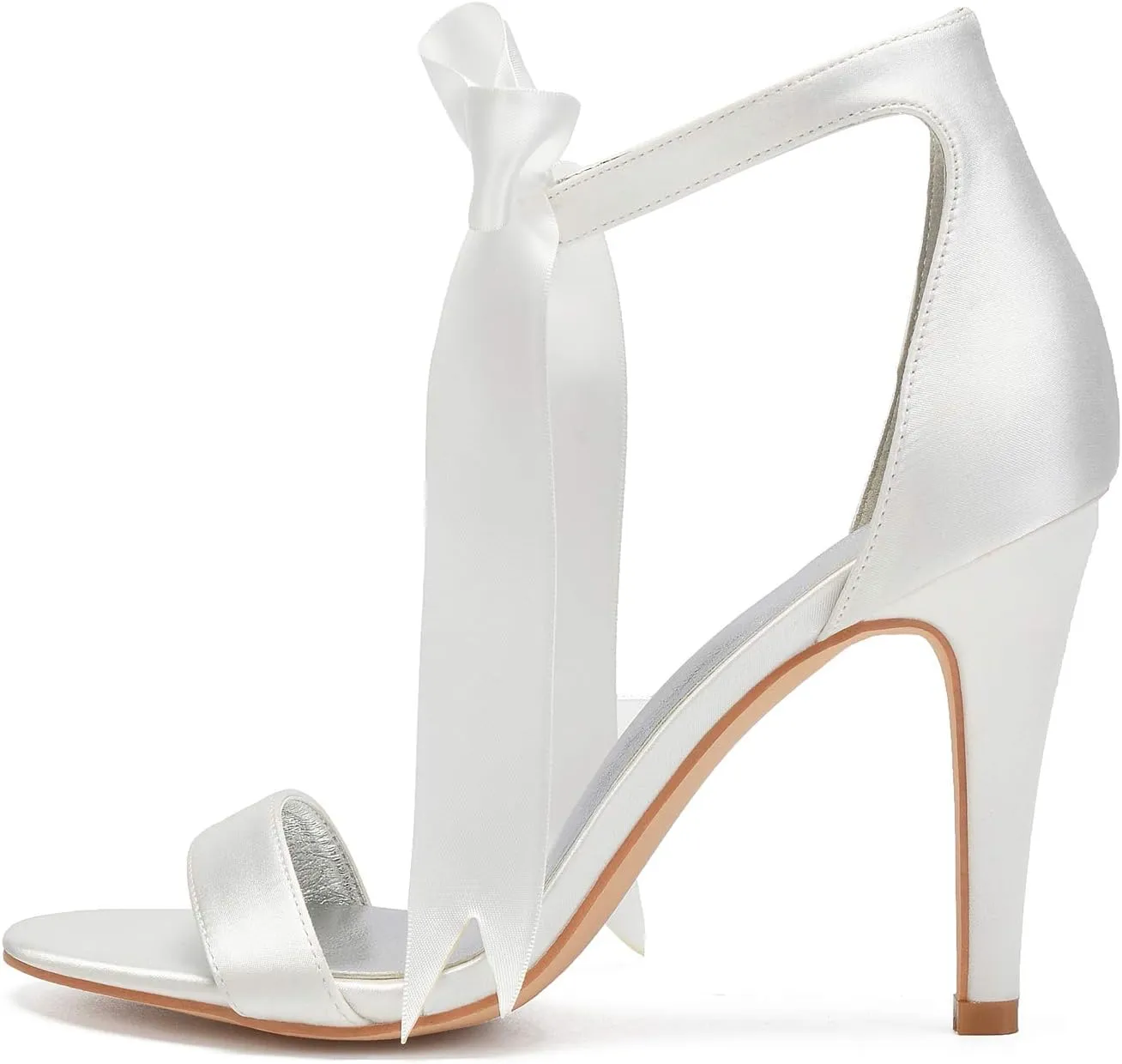 Women's High Heeled Shoes for Women 2025 Ribbon Tie Stiletto Sandals Heels Satin Open Toe Wedding Bridal Pumps for Party Prom