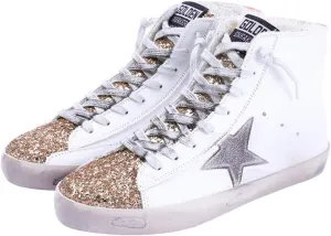 Women's High Top Fashion Flat Sneakers Distressed Design Lace up Star Glitter Shoes
