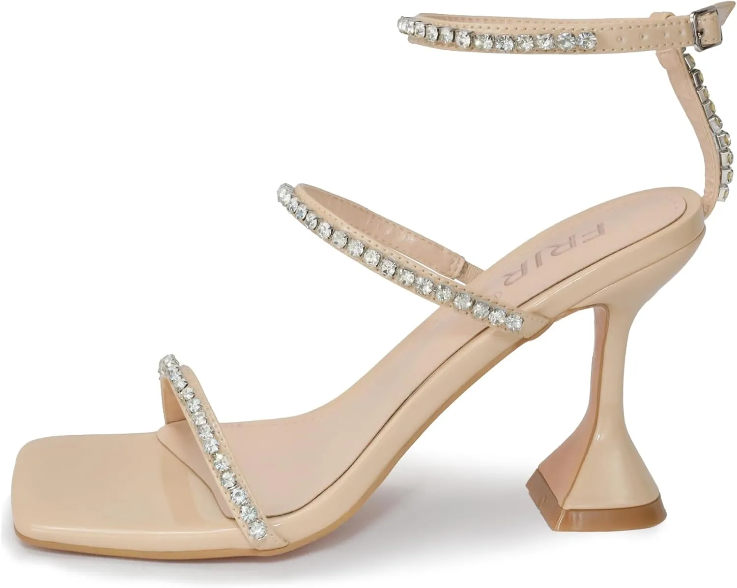 Women's Kitten Heel Rhinestone Sandals Lace Up Square Open Toe Heels Sparkly Sandals with Stiletto Buckle Strap for Dress Party Prom Wedding High Heeled Shoes