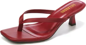 Women's Kitten Heels Sandals Square Open Toe Flip Flop Heels 1.8-2 Inch Heeled Sandals for Women