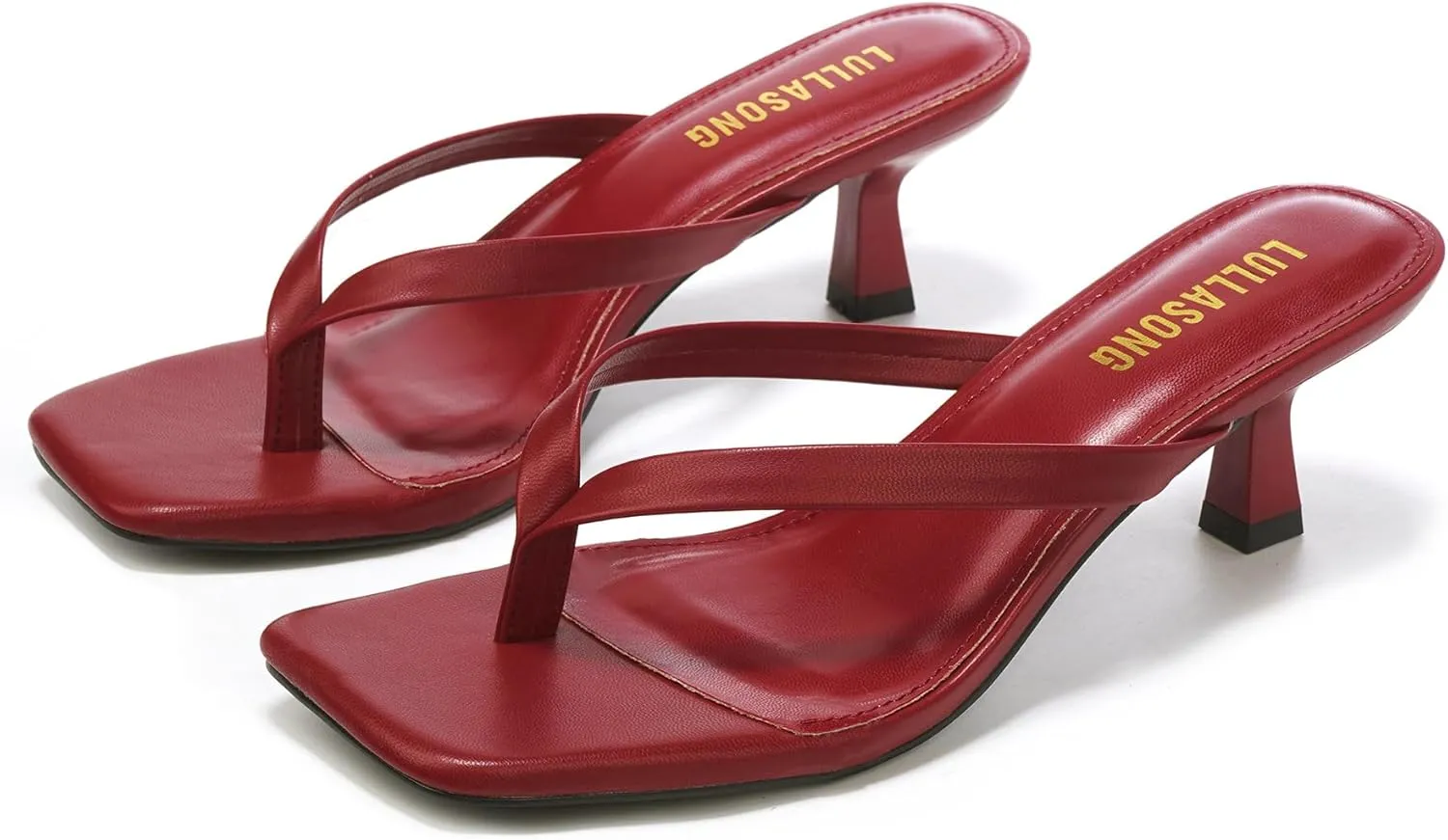 Women's Kitten Heels Sandals Square Open Toe Flip Flop Heels 1.8-2 Inch Heeled Sandals for Women