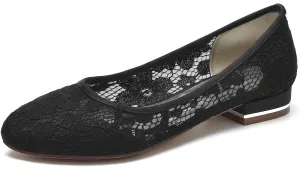 Women's Lace Dress Shoes Bridal Ballet Shoes Evening Prom Party Shoes Mesh Wedding Dress Flats
