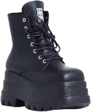 Women's Lace up Platform Goth Boots, Punk Wedge High Heel Combat Boots Booties, Gothic Ankle Boots Shoes
