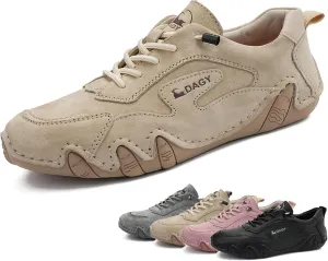 Women's Leather Vintage Trail Shoes for Hiking Sports Walking Shoes Outdoors Slip On Non-Slip Fashion Sneakers Comfort Soft Lightweight Driving Shoes