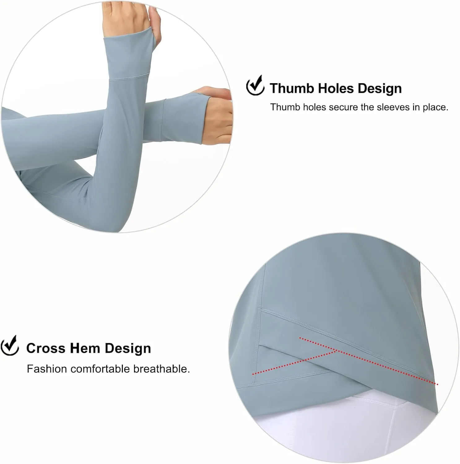 Women's Long Sleeve Compression Shirts Workout Tops Cross Hem Athletic Running Yoga T-Shirts with Thumb Hole