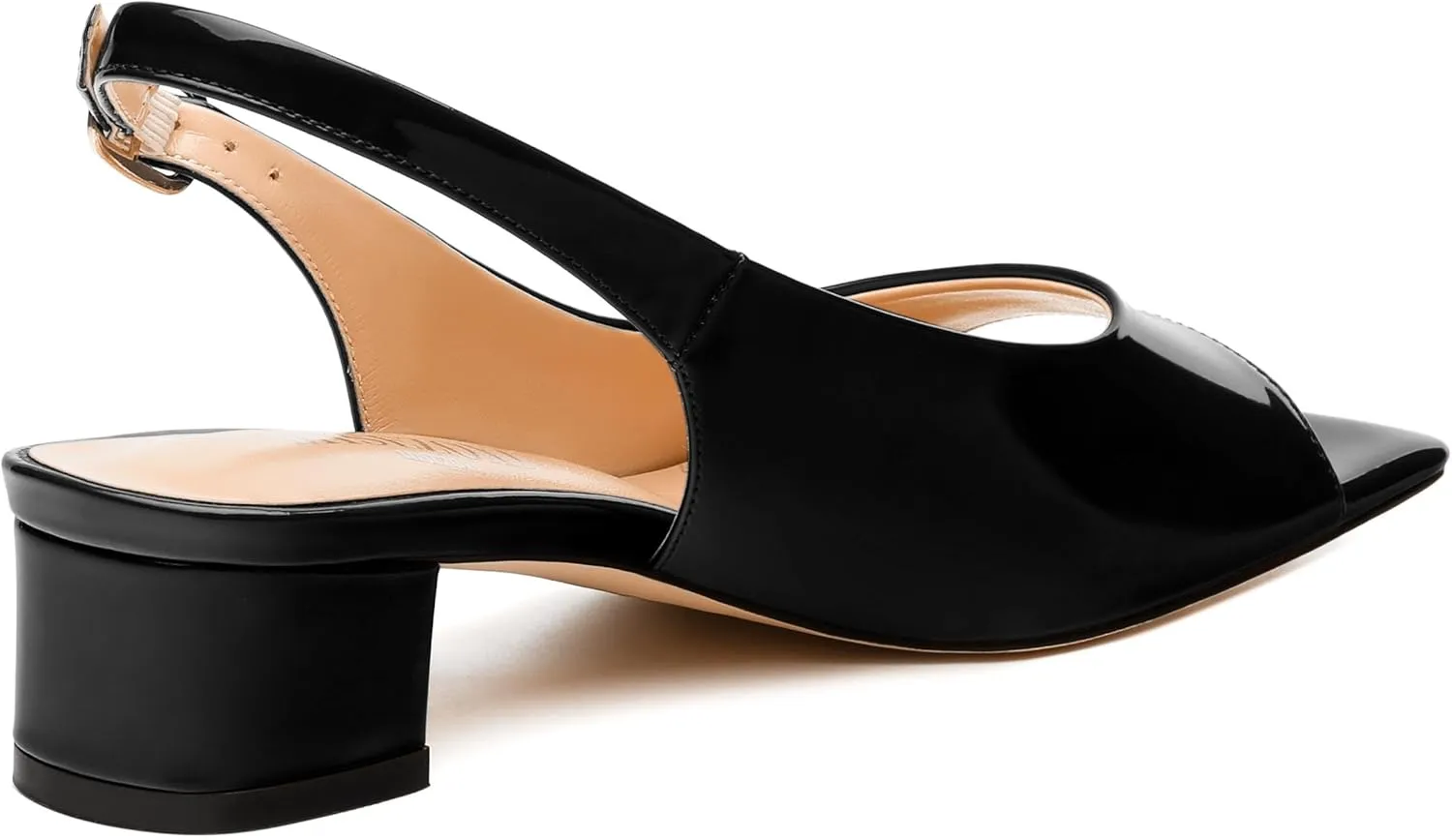 Womens Low Heel Slingbacks, Square Peep Toe Block Heel Sandals for Women, Comfort Heeled Casual Shoes