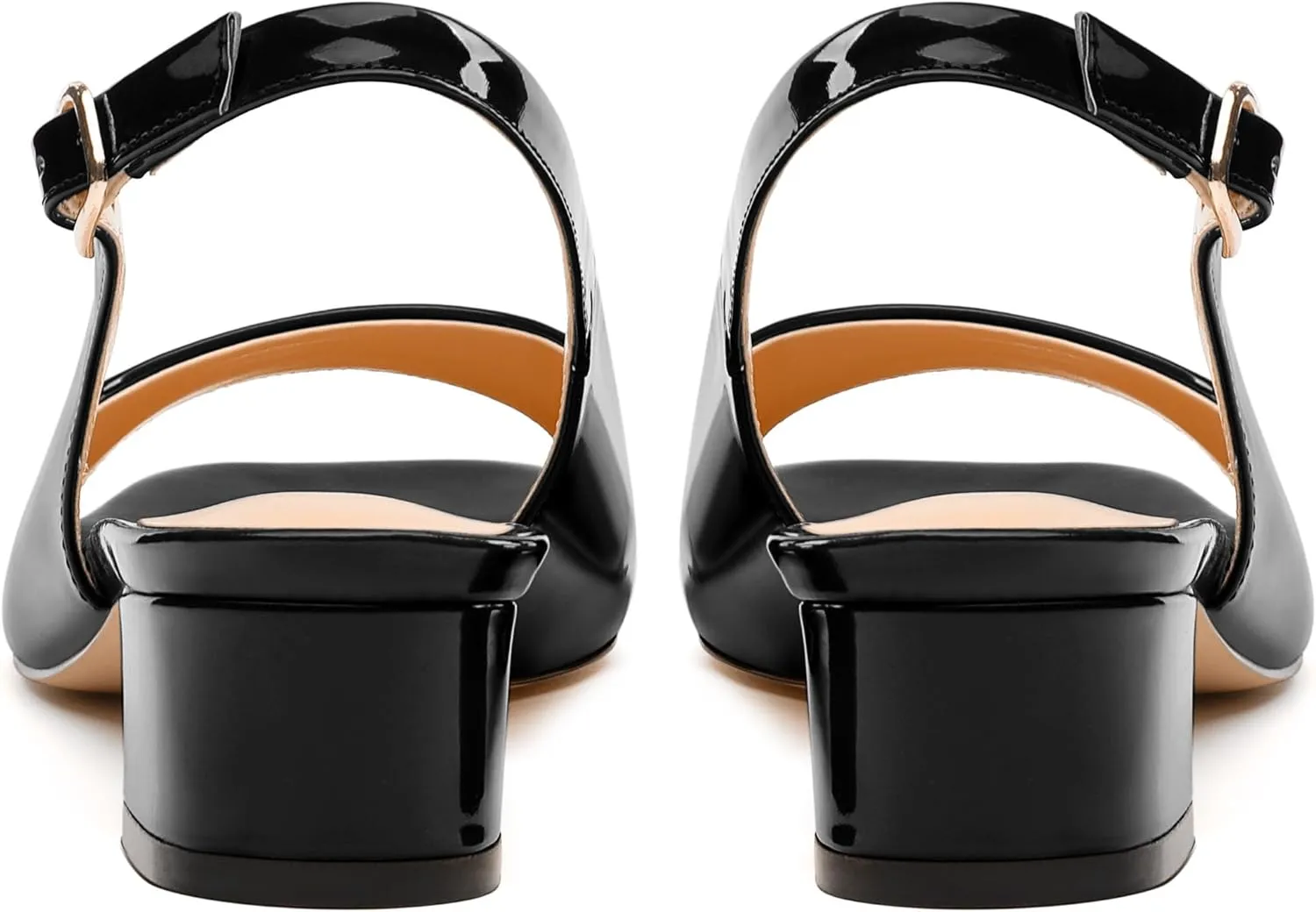 Womens Low Heel Slingbacks, Square Peep Toe Block Heel Sandals for Women, Comfort Heeled Casual Shoes
