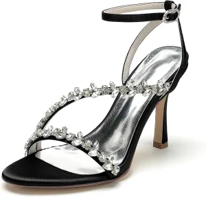 Women's Open Toe Ankle Strap Buckle Shoes Lace Dress High Shoes Wedding Bridal Evening Sandals