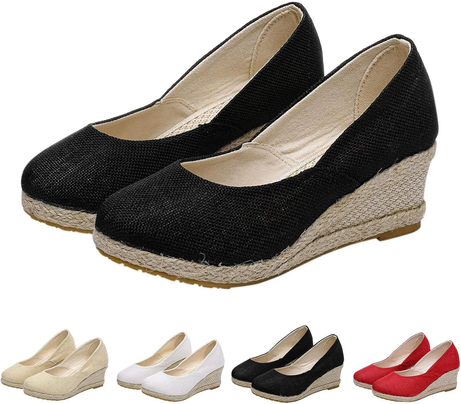 Women's Pumps Chunky Rounded Toe Sandals Wedges Closed Toe Wedges Espadrille Dressy Platform Casual Sandals Comfortable Anti Slip Summer Shoes Outdoor Beach Sandal