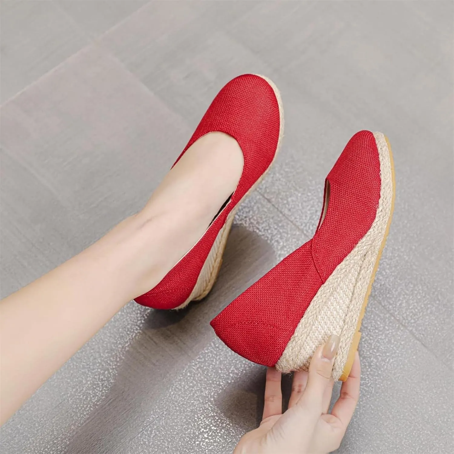 Women's Pumps Chunky Rounded Toe Sandals Wedges Closed Toe Wedges Espadrille Dressy Platform Casual Sandals Comfortable Anti Slip Summer Shoes Outdoor Beach Sandal