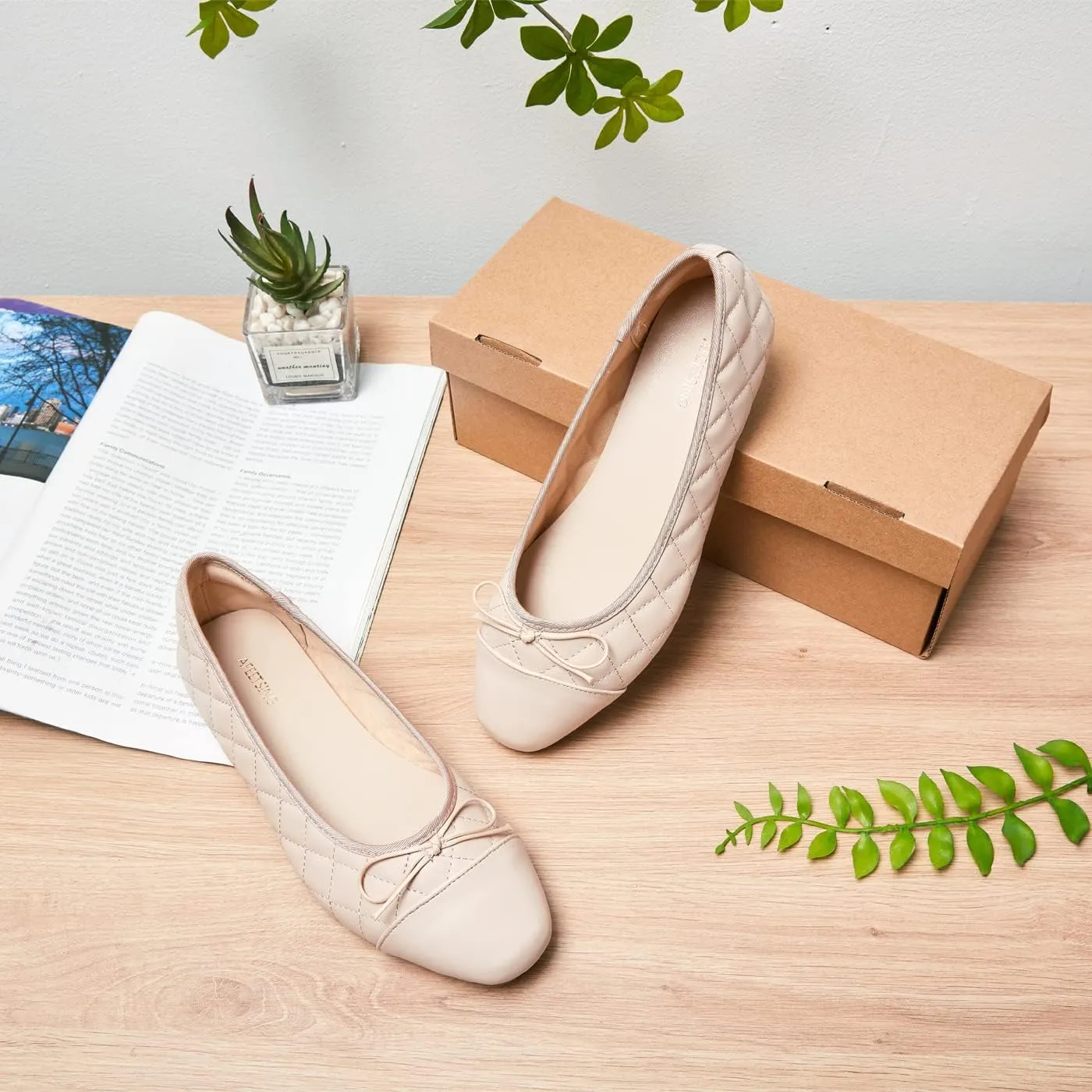 Women's Round Toe Ballet Flats Comfortable Bow Dressy Flats Shoes for Women