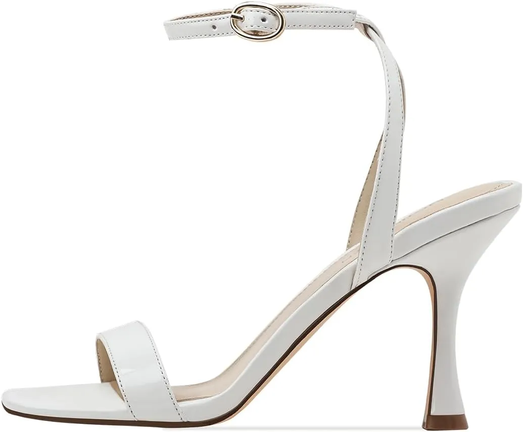 Women's Sandals Open Square Toe Sandals Ankle Strap High Kitten Heels Stilettos Square Open Toe Dressy Sexy Shoes for Women Chic Heeled Sandals
