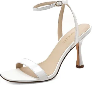 Women's Sandals Open Square Toe Sandals Ankle Strap High Kitten Heels Stilettos Square Open Toe Dressy Sexy Shoes for Women Chic Heeled Sandals