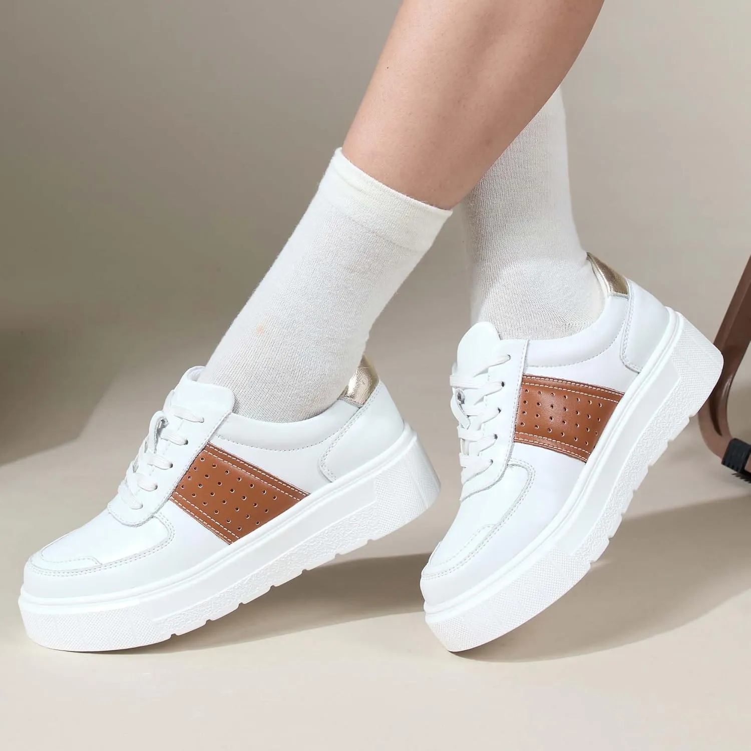 Women's Skateboard Shoes Fashion Sneakers Women's Classic Lace Up Casual Walking Shoes Outdoor Slip Resistant Platform Shoes-Fashion Women's Shoes