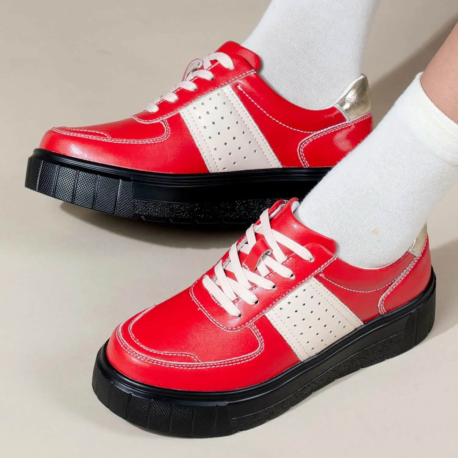 Women's Skateboard Shoes Fashion Sneakers Women's Classic Lace Up Casual Walking Shoes Outdoor Slip Resistant Platform Shoes-Fashion Women's Shoes