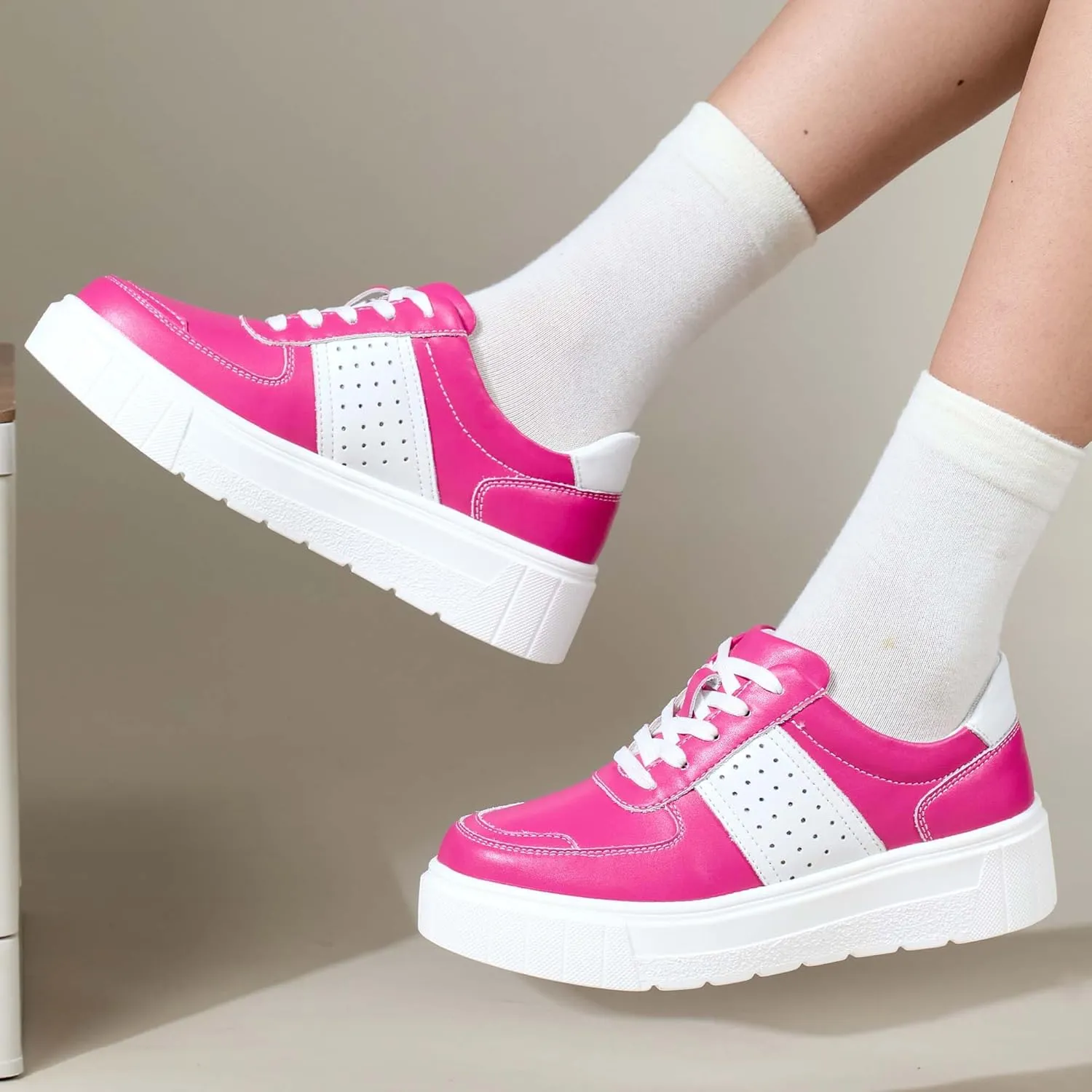 Women's Skateboard Shoes Fashion Sneakers Women's Classic Lace Up Casual Walking Shoes Outdoor Slip Resistant Platform Shoes-Fashion Women's Shoes