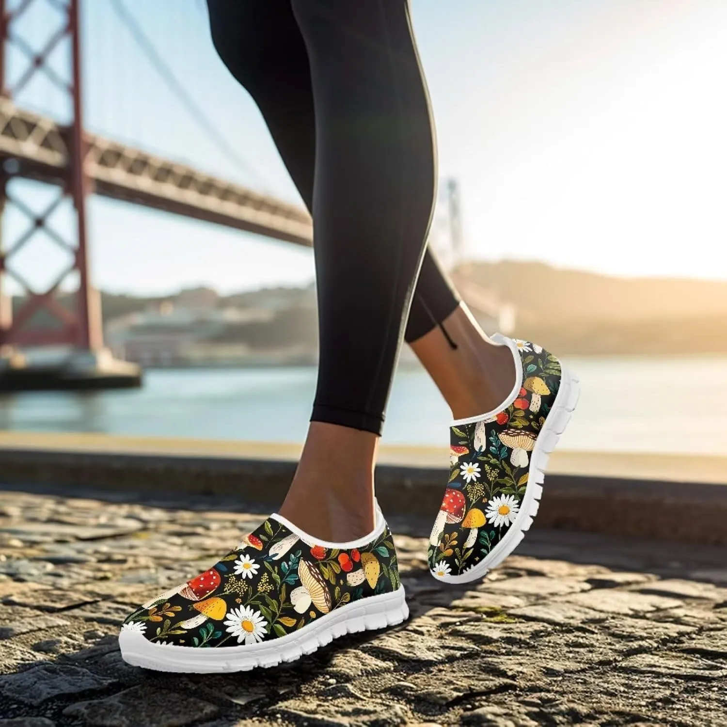 Women's Sneakers Casual Low Top Running Sneaker Flat Breathable Slip On Soft Holiday Play Athletic Shoes for Womens