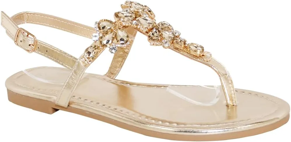 Womens T-Strap Buckle Flats Sandals