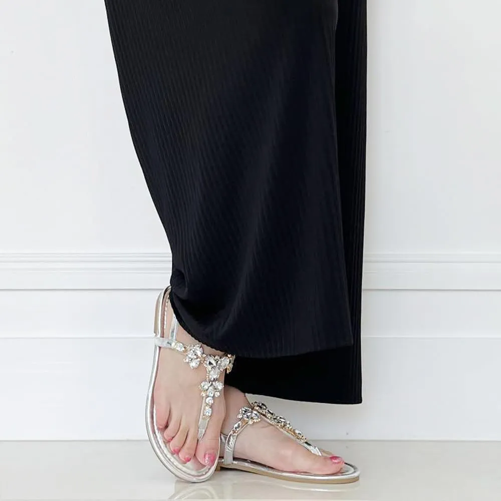 Womens T-Strap Buckle Flats Sandals