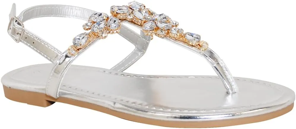 Womens T-Strap Buckle Flats Sandals