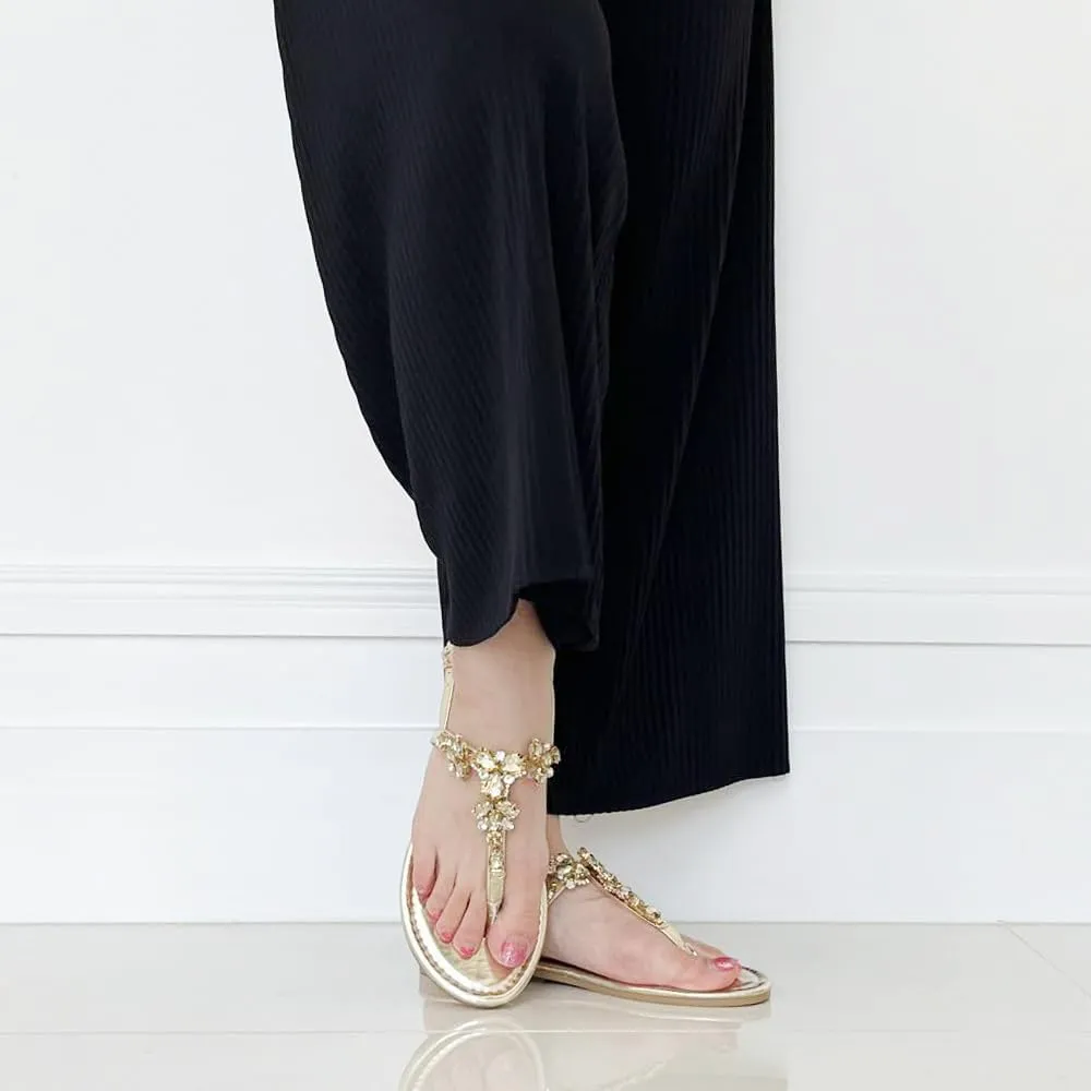Womens T-Strap Buckle Flats Sandals