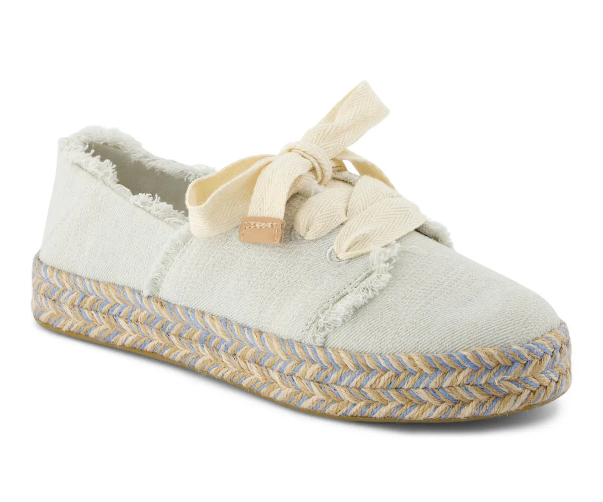 W's Carolina Lace-Up Textured Denim/Fray - White Onyx