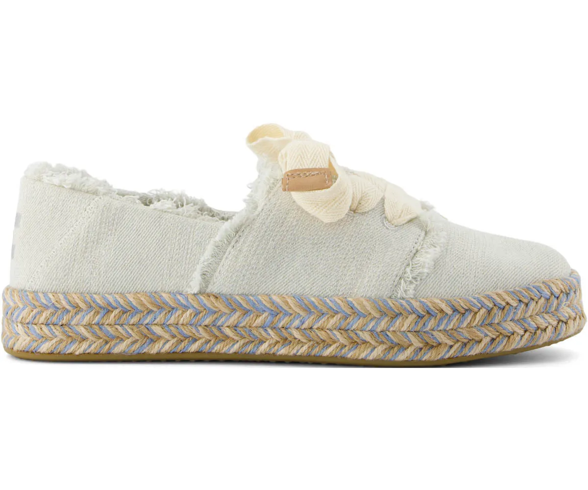W's Carolina Lace-Up Textured Denim/Fray - White Onyx