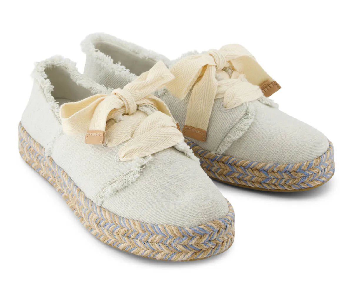 W's Carolina Lace-Up Textured Denim/Fray - White Onyx