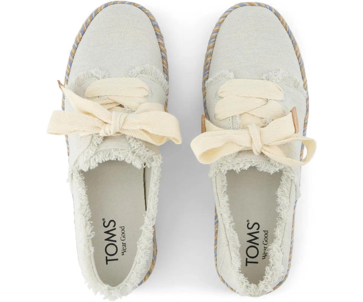 W's Carolina Lace-Up Textured Denim/Fray - White Onyx