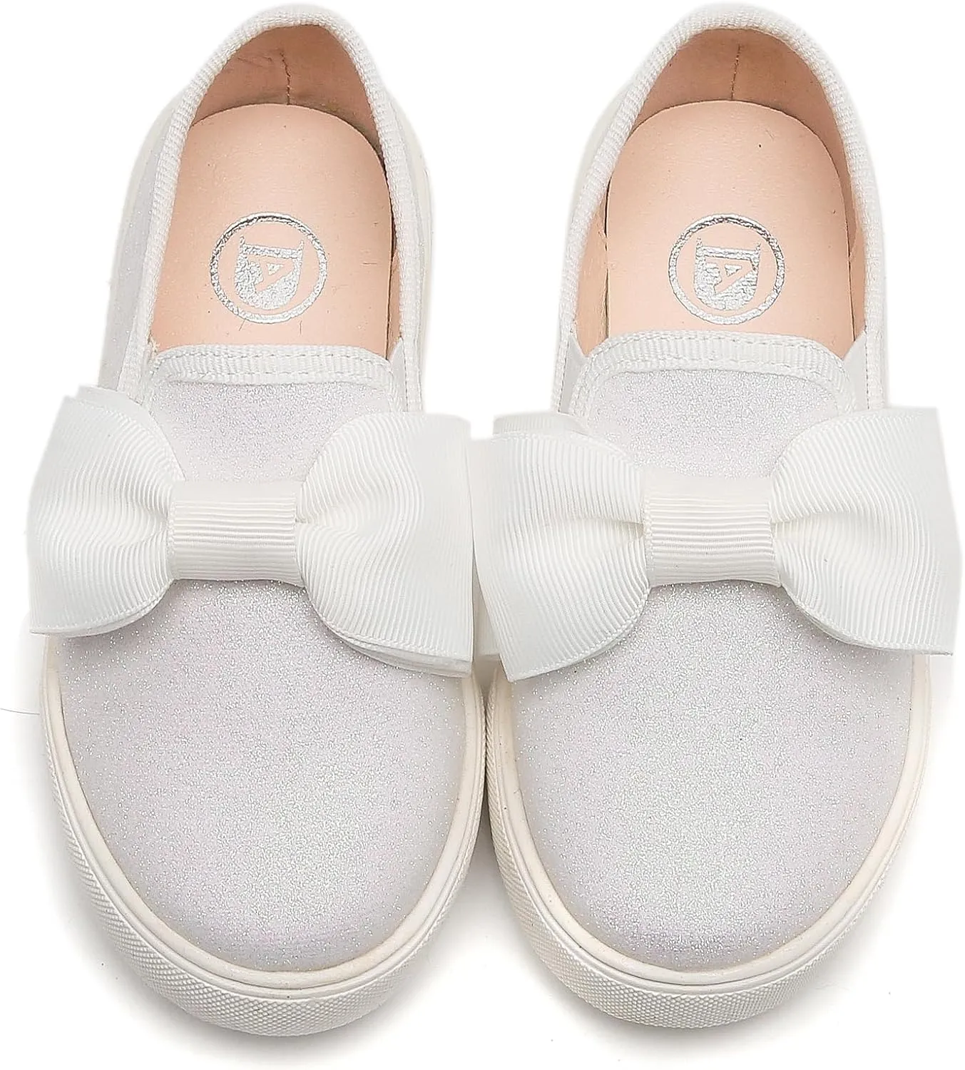 WUIWUIYU Girls Toddlers School Uniform Shoes Loafers Sneakers Slip on Bow Sparkly Walking Casual Glitter Shoe Flats